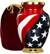 Stars and Stripes Modern Flag Adult Large Urn for Human Ashes - for Veterans, First Responders and Patriots